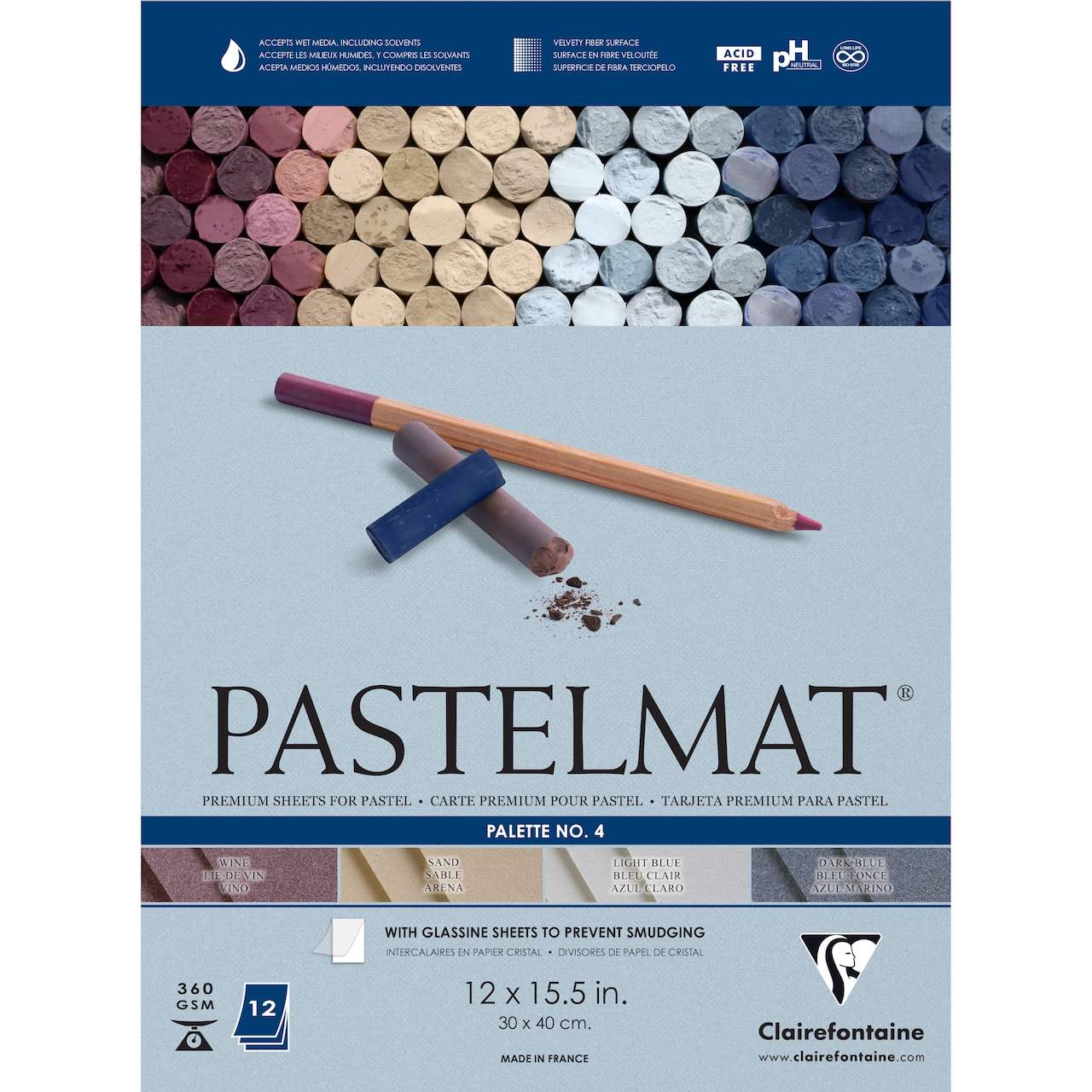 Clairefontaine Pastelmat® Premium Paper Pad, 12 x 15.75